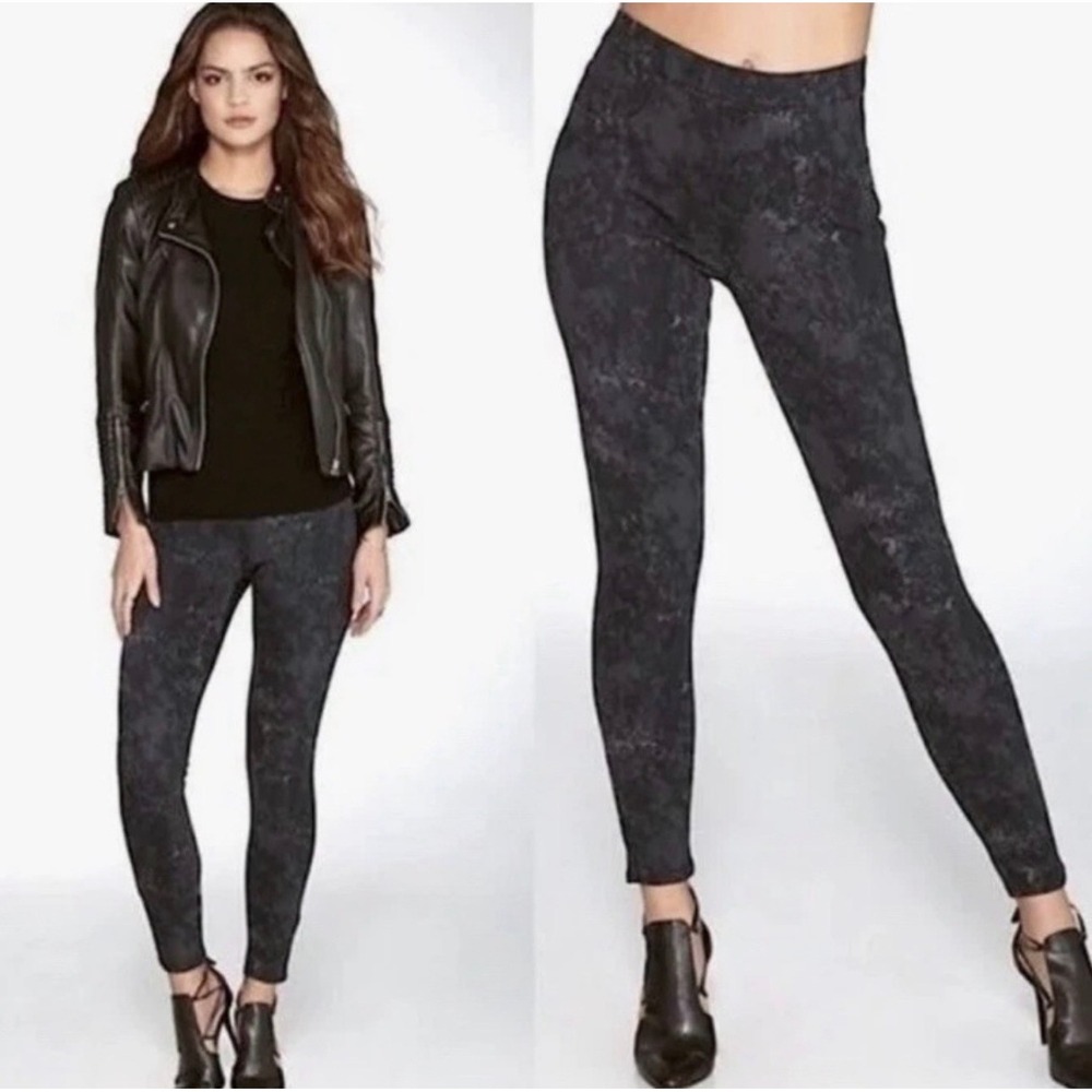 Spanx Jean-ish Ankle Leggings XL Marbled Gray Acid Wash Pants 20018T